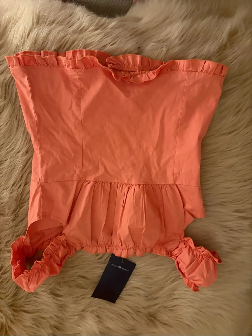 Brandy Melville Coral Off-Shoulder Ruffle Button Front Top